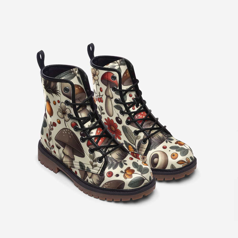 Cottagecore Mushroom Vegan Combat Boots