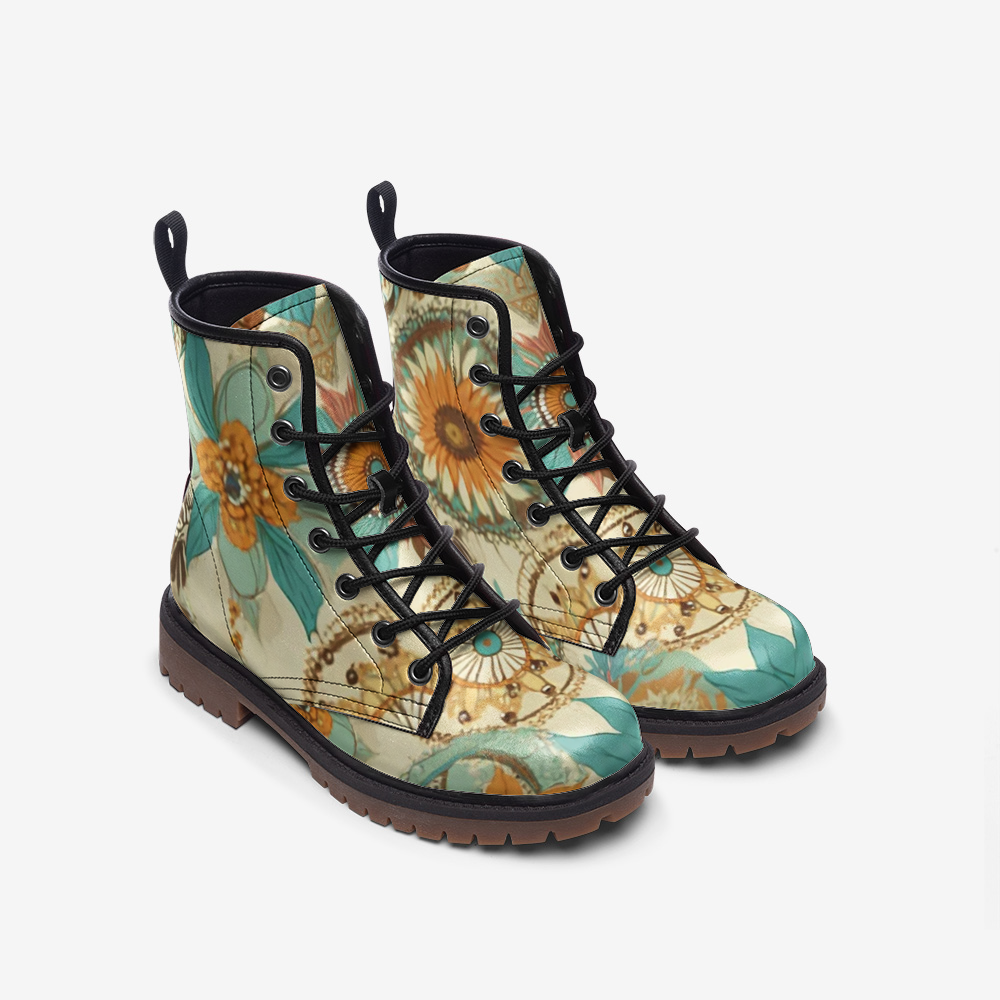 Floral Vegan Combat Boots – Eco-Friendly & Stylish Footwear
