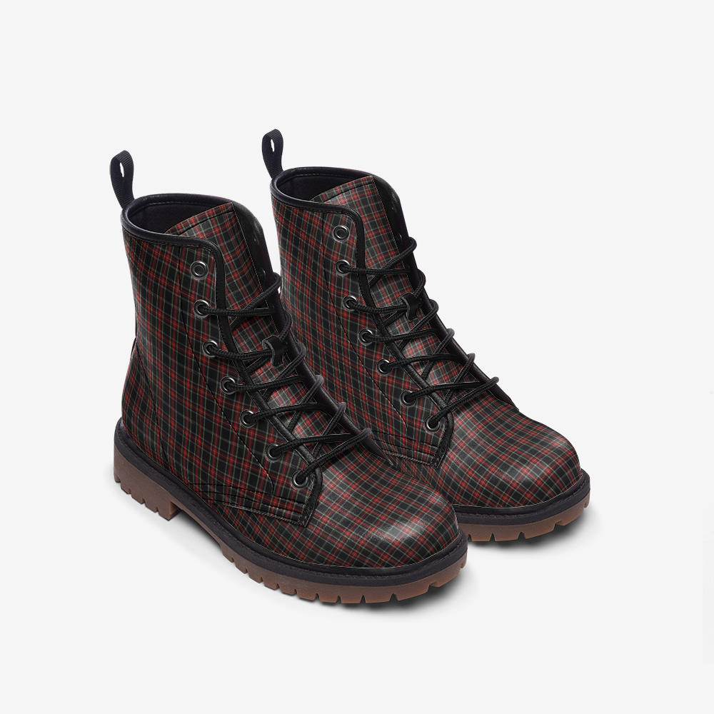 Red and Black Plaid Combat Boots