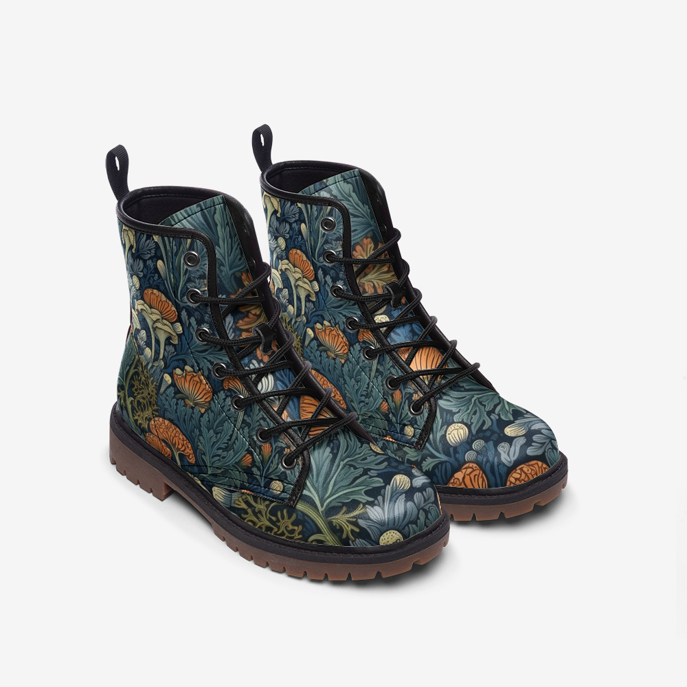 Floral Cottagecore Vegan Combat Boots