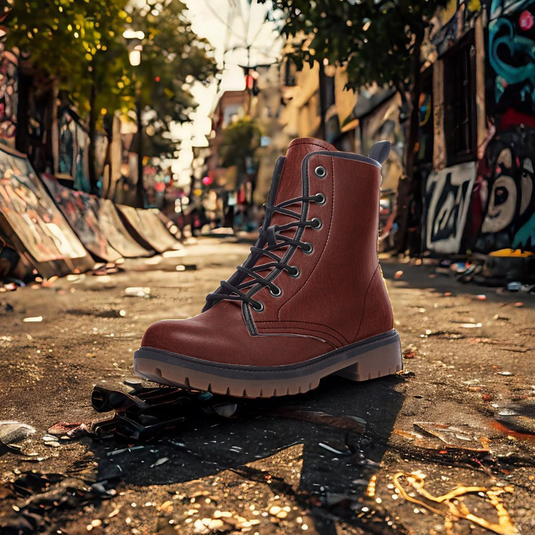 Classic Brown Combat Boots – Rugged, stylish, and eco-friendly.