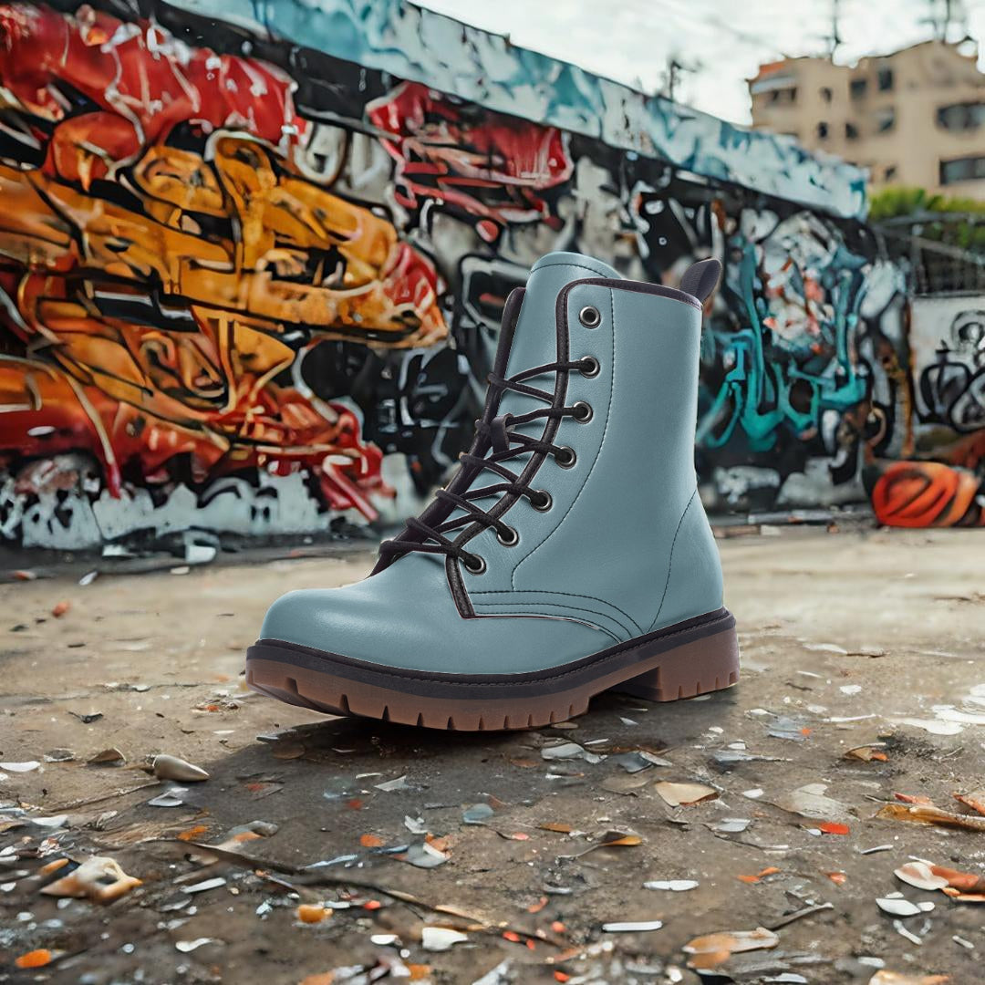 Sky Blue Combat Boots – Calm, bold, and sustainable.