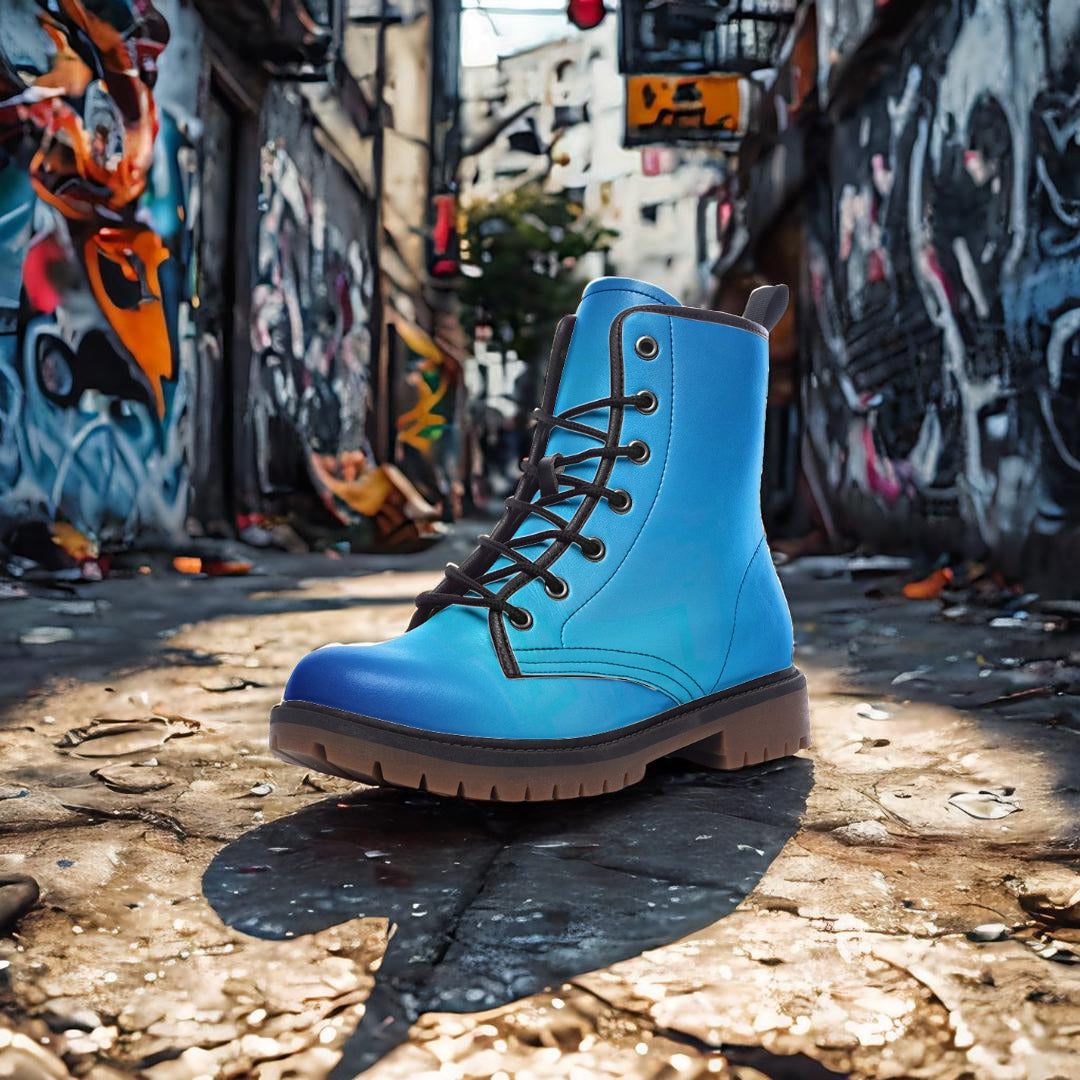 Vibrant Blue Combat Boots – Bold, bright, and unisex.