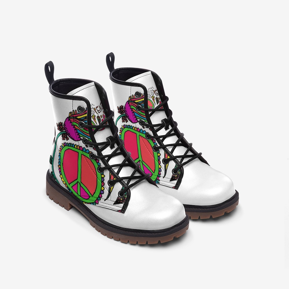 Vegan Combat Boots Hippie  Peace & Love Vegan