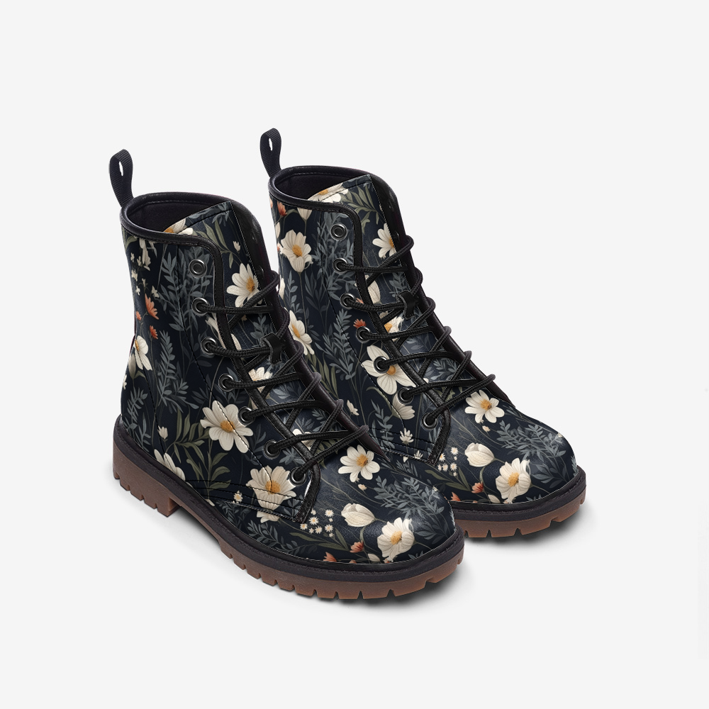 Cottagecore Floral Vegan Combat Boots