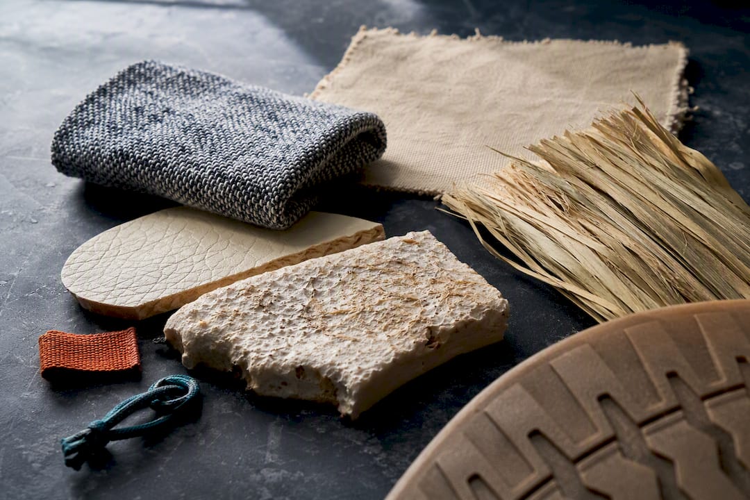 Eco-friendly footwear material samples