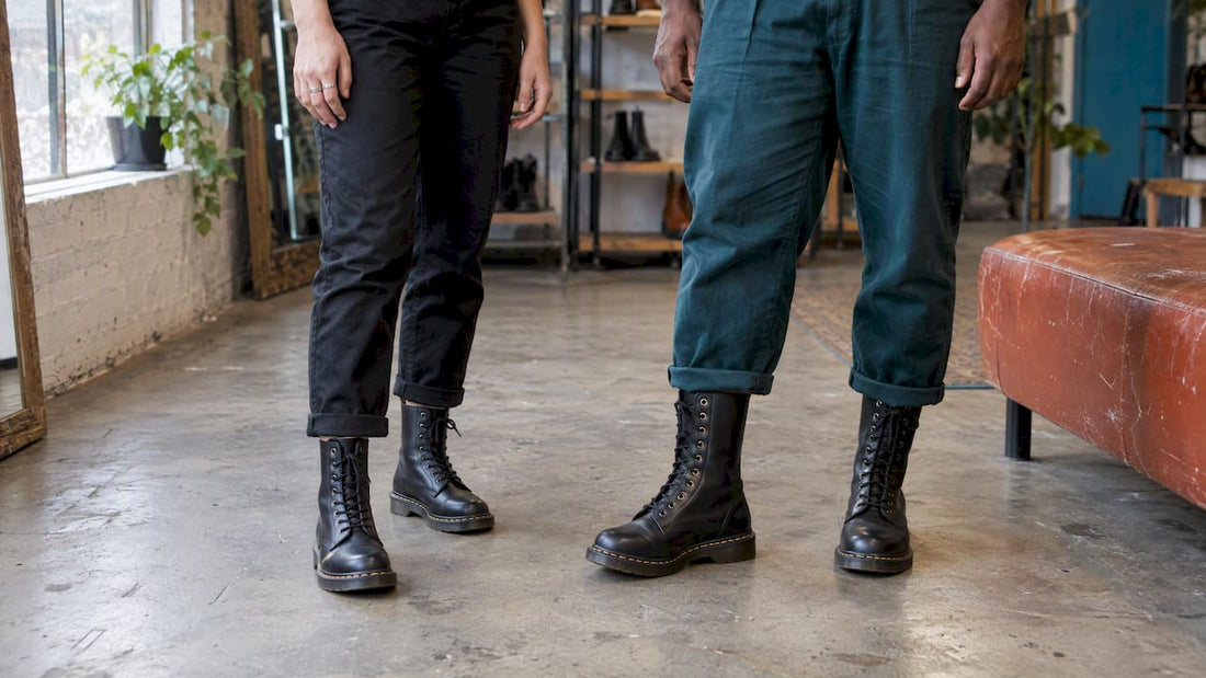 Two combat boot heights compared side by side