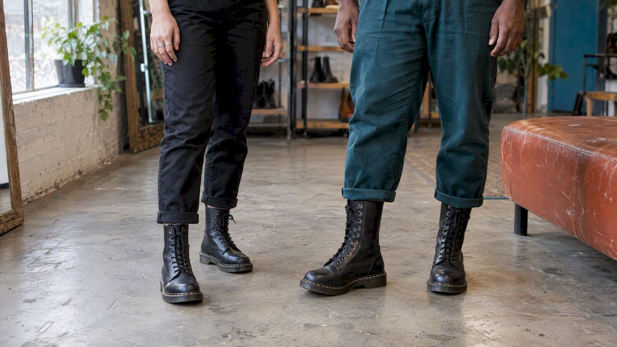Two combat boot heights compared side by side