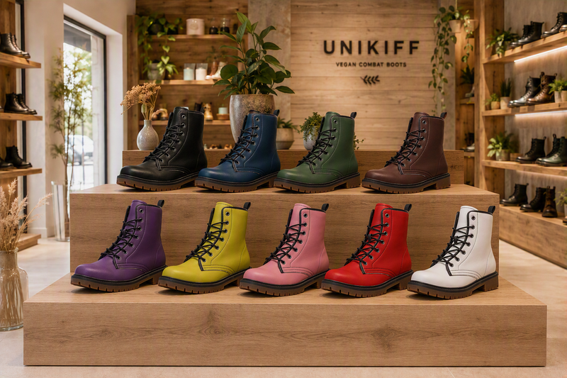 Classic Vegan Combat Boots – Timeless Style, 100% Vegan - Unikiff