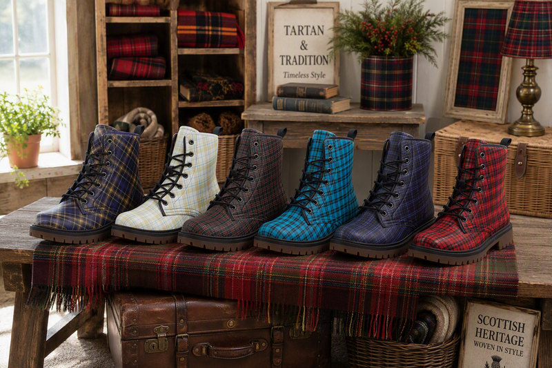 Vegan Combat Boots – Bold Tartan Designs for a Unique Style - Unikiff