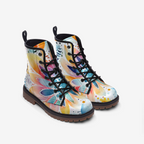 Vibrant Floral Vegan Combat Boots - Bold Eco-Friendly Footwear