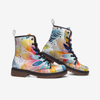 Vibrant Floral Vegan Combat Boots - Bold Eco-Friendly Footwear