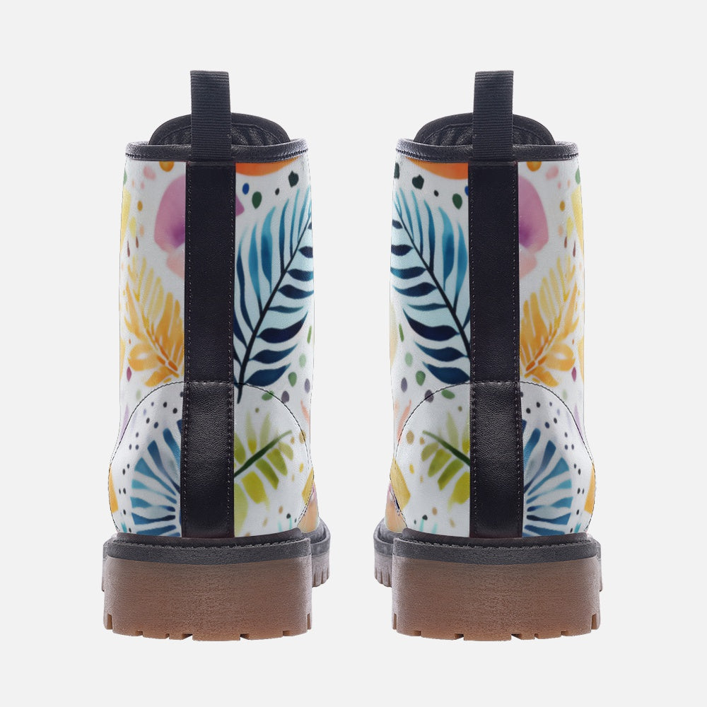 Vibrant Floral Vegan Combat Boots - Bold Eco-Friendly Footwear