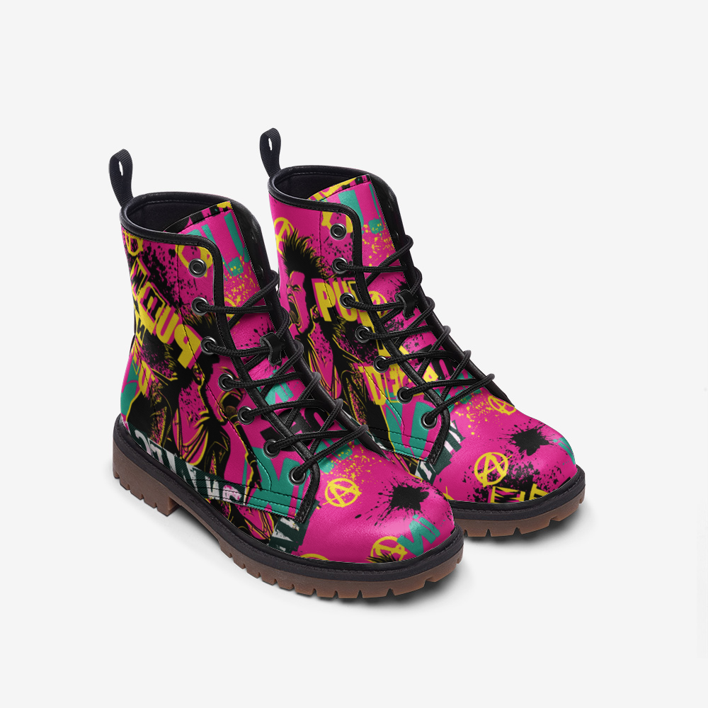 Vibrant Punk Vegan Combat Boots – Bold, Eco-Friendly Footwear