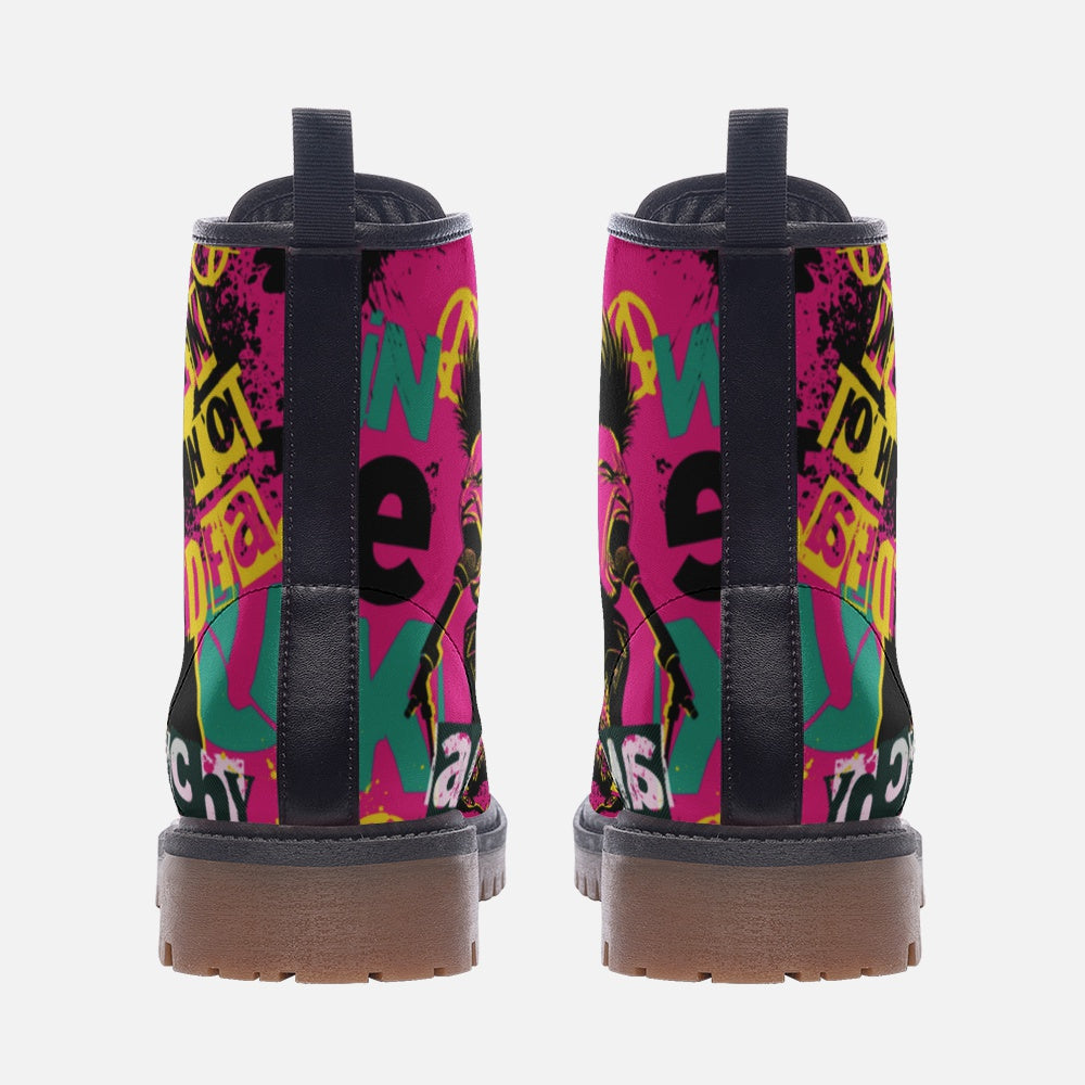 Vibrant Punk Vegan Combat Boots – Bold, Eco-Friendly Footwear