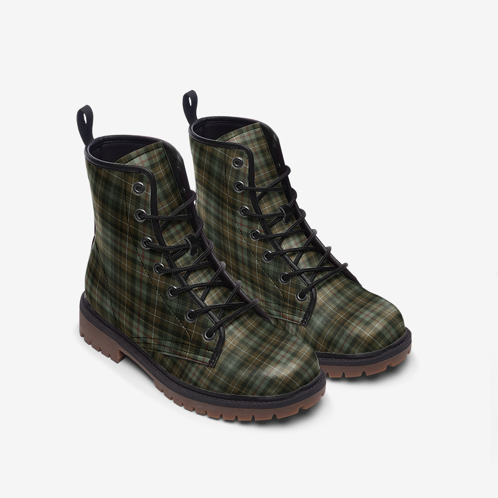 Green Plaid  Combat Boots: Stylish Adventure Awaits!