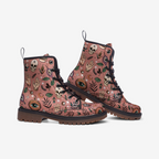 Mystic Eye Vegan Combat Boots – Pink Occult Print