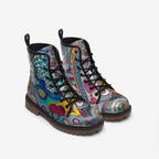 Vibrant Artistic Vegan Combat Boots – Eco-Friendly & Unique Footwear