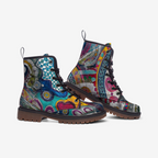 Vibrant Artistic Vegan Combat Boots – Eco-Friendly & Unique Footwear
