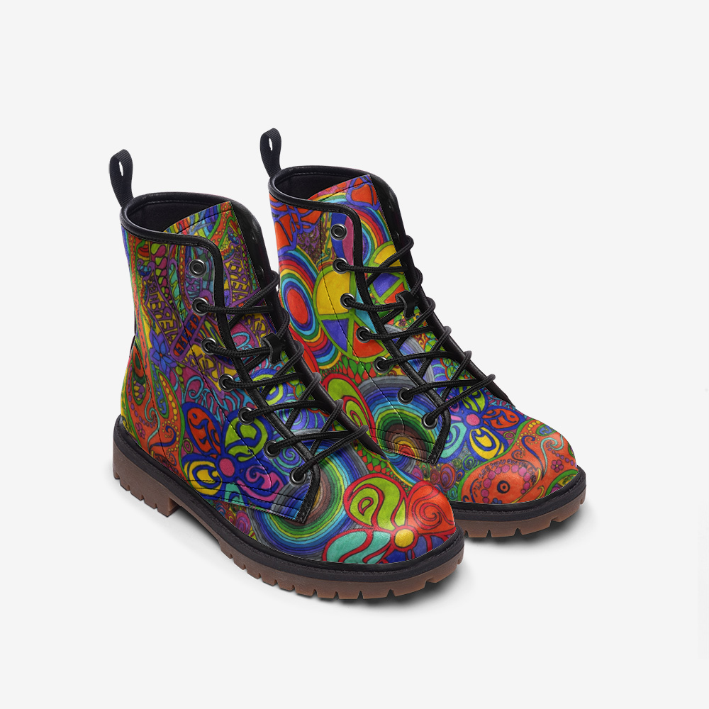 Psychedelic Combat Boots – Colorful Vegan Style