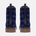 Blue-Black Plaid Combat Boots: Comfort Meets Adventure!