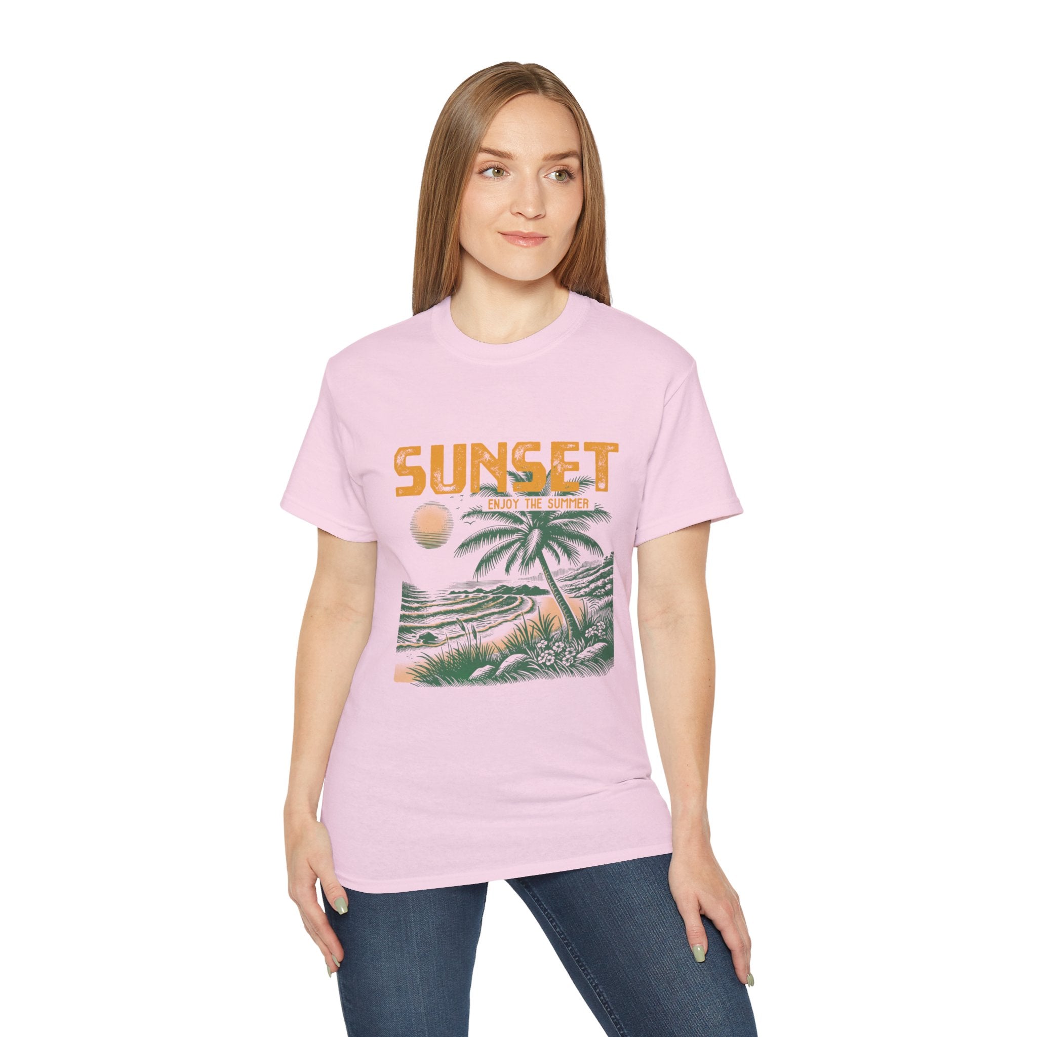 Plage d'été vintage : T-shirt coucher de soleil