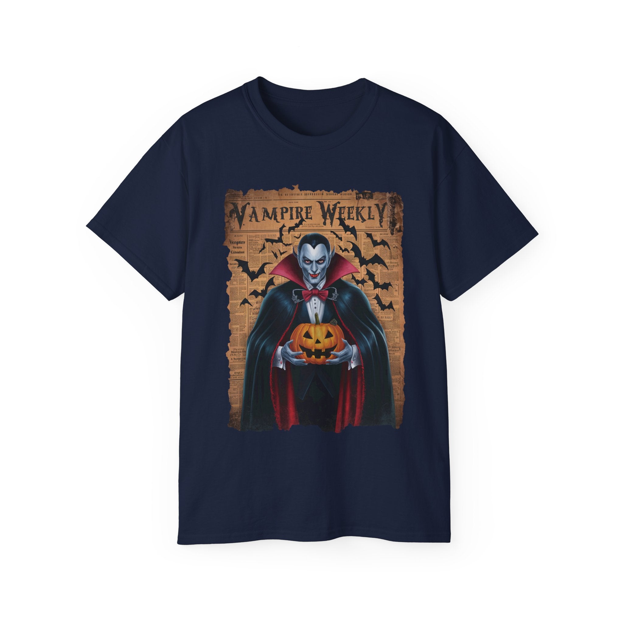 Vampire Weekly T-Shirt – Halloween Dracula with Pumpkin Design