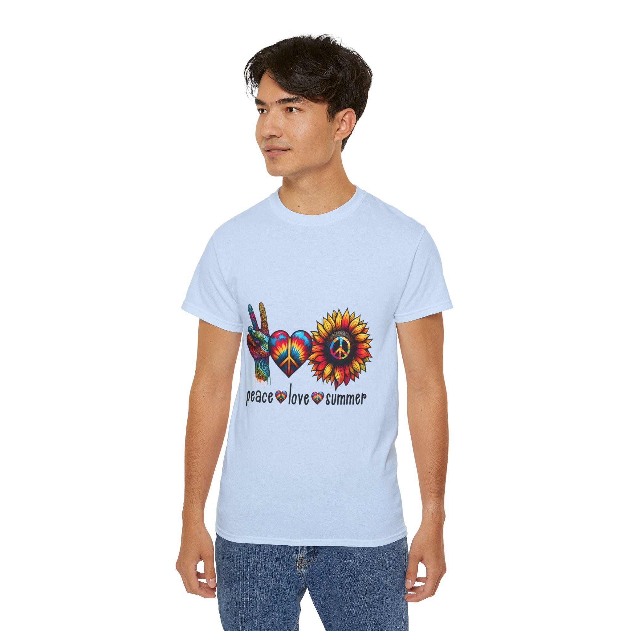 Hippie t-shirt, peace" and "love t-shirt