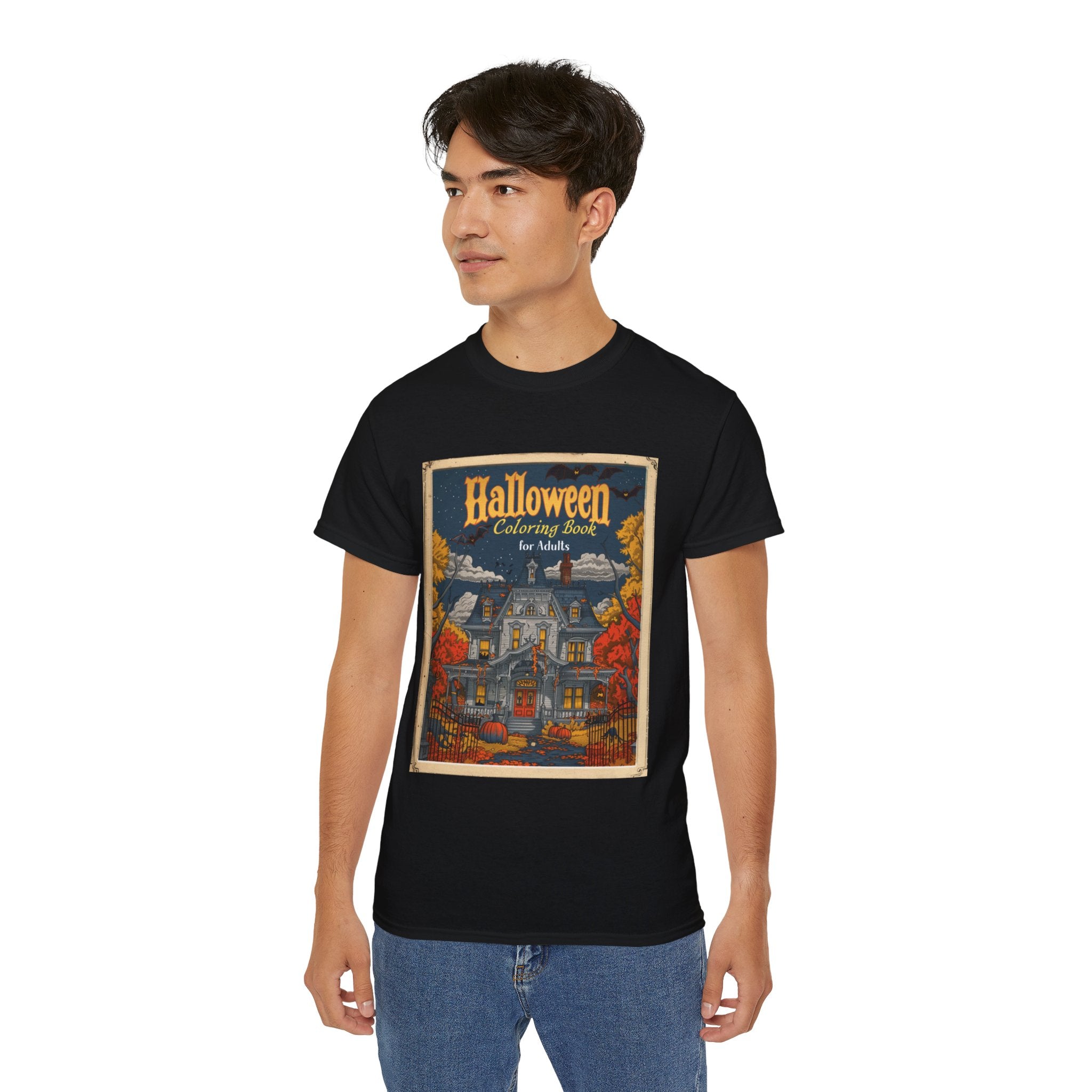 Halloween Coloring Book for Adults T-Shirt – Spooky Haunted House Design