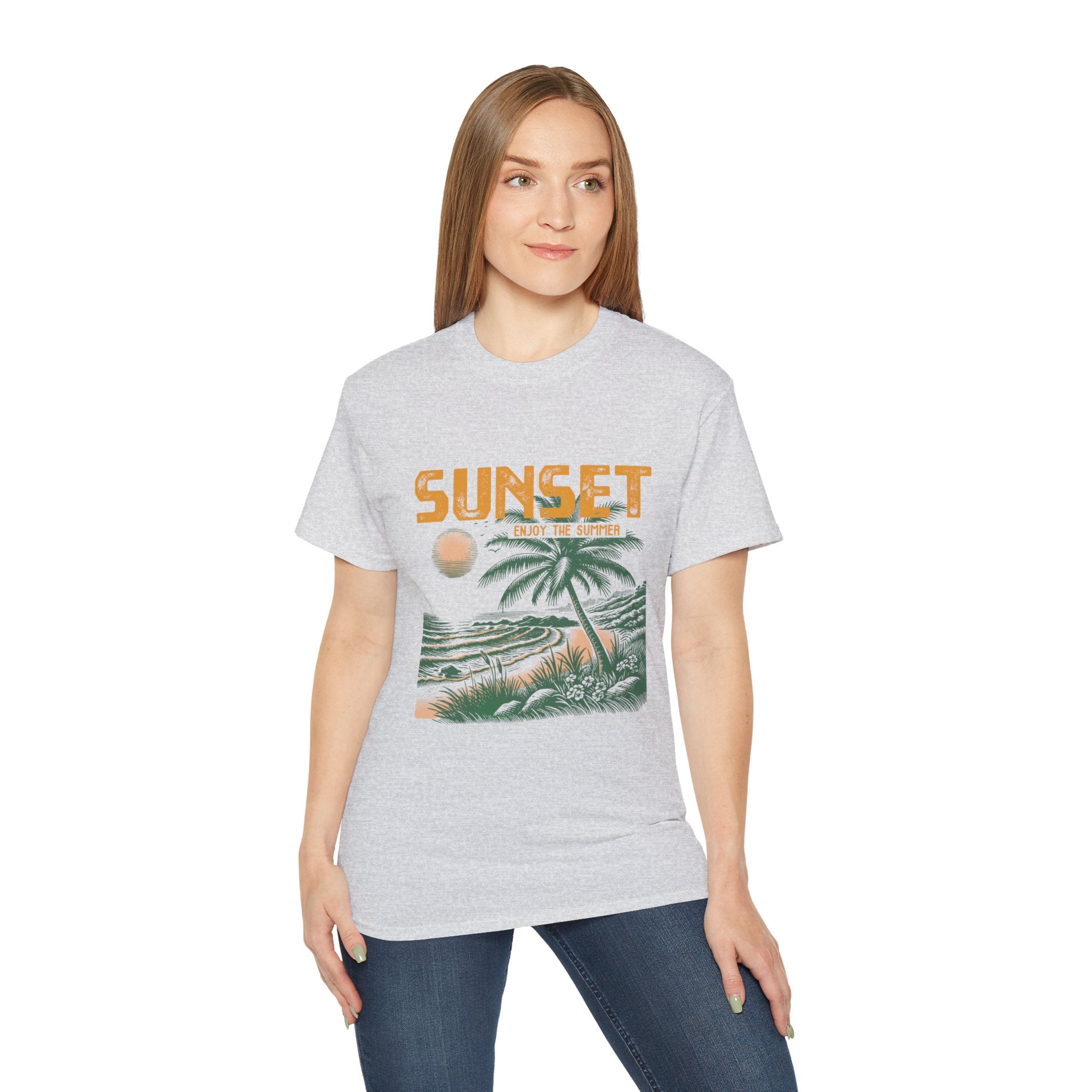 Plage d'été vintage : T-shirt coucher de soleil