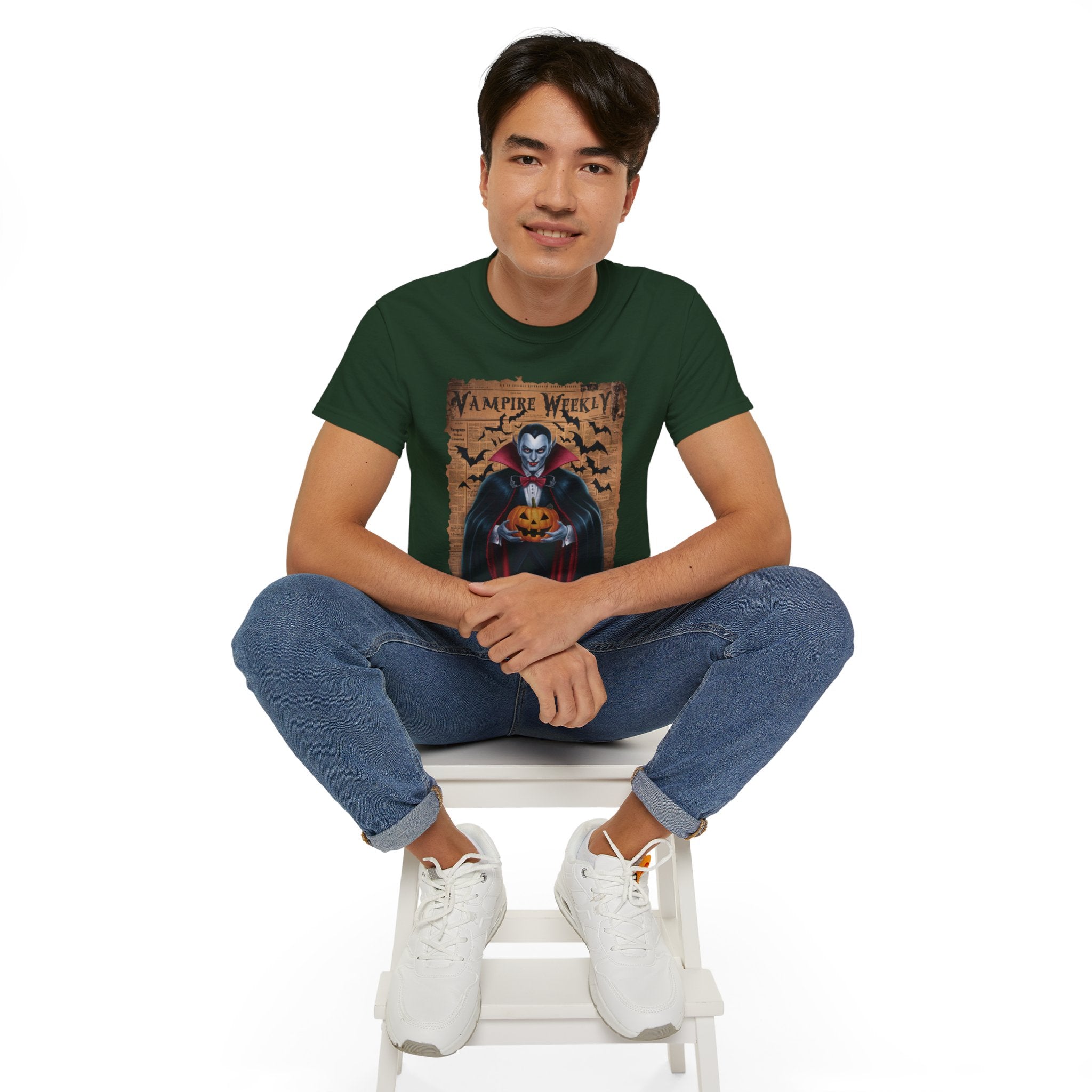 Vampire Weekly T-Shirt – Halloween Dracula with Pumpkin Design