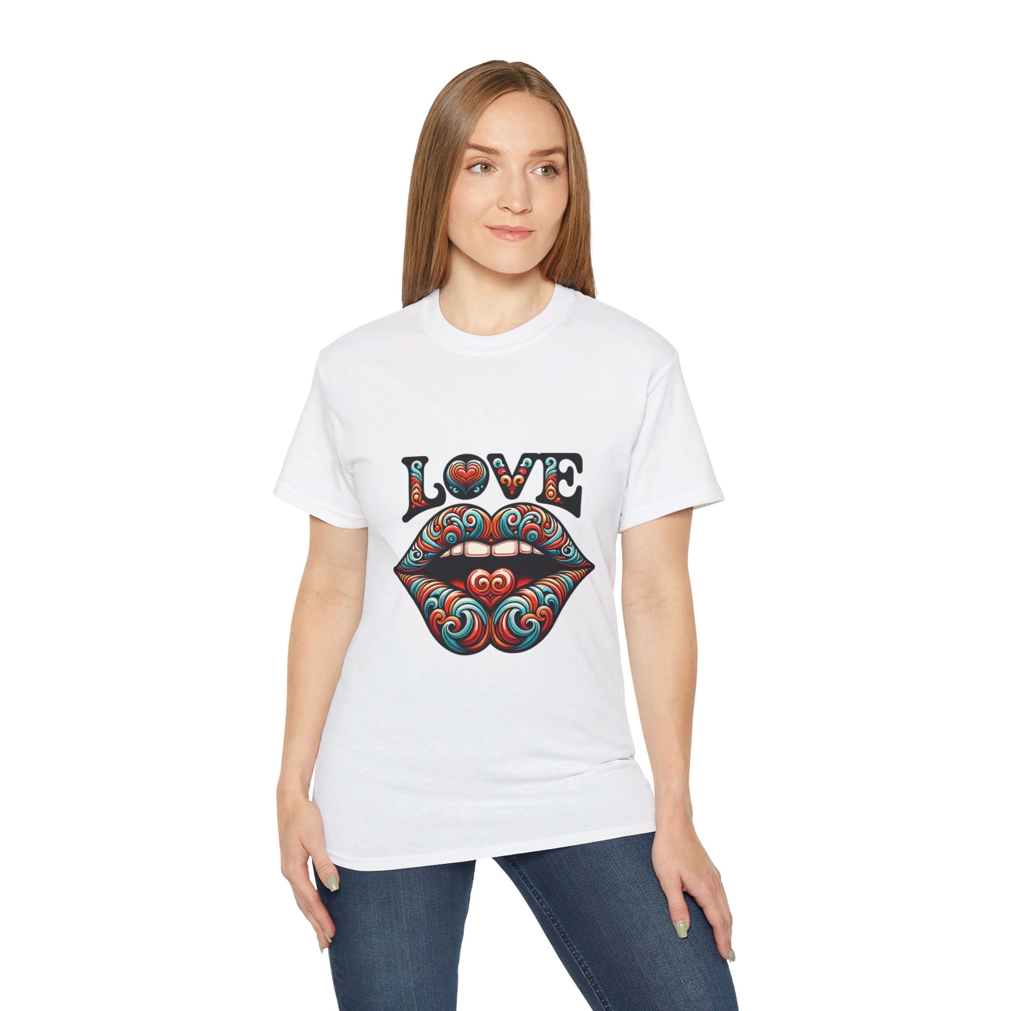 Hippie t-shirt, Love Heart Blue and Red T-shirt