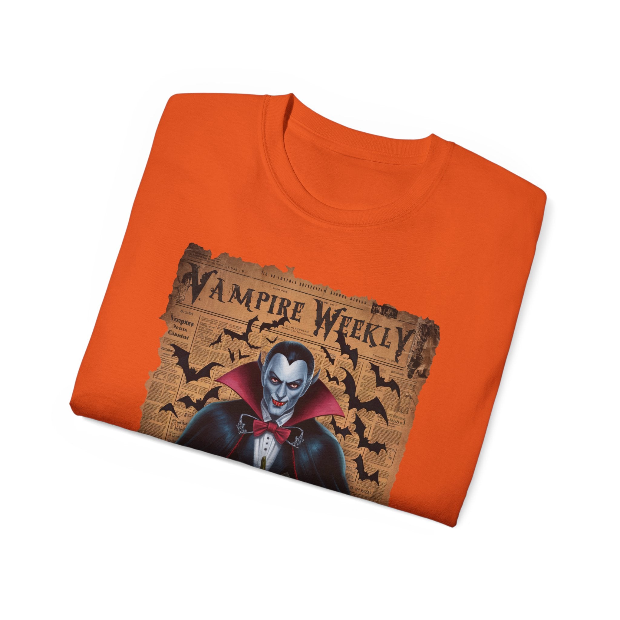 Vampire Weekly T-Shirt – Halloween Dracula with Pumpkin Design