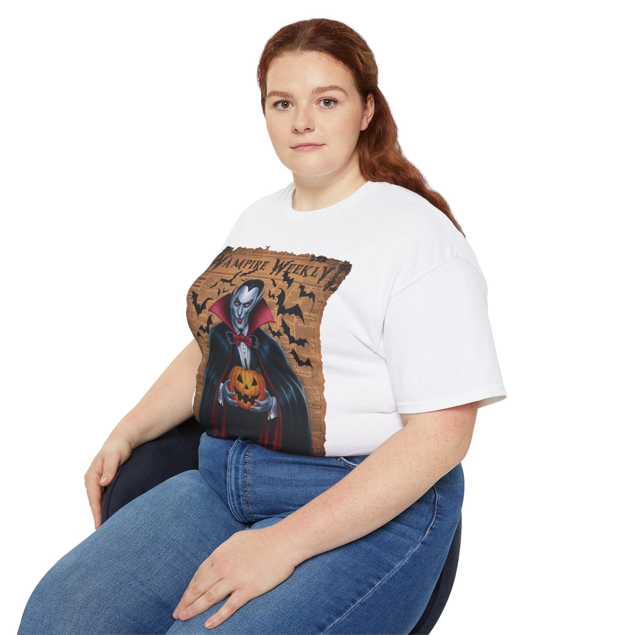 Vampire Weekly T-Shirt – Halloween Dracula with Pumpkin Design