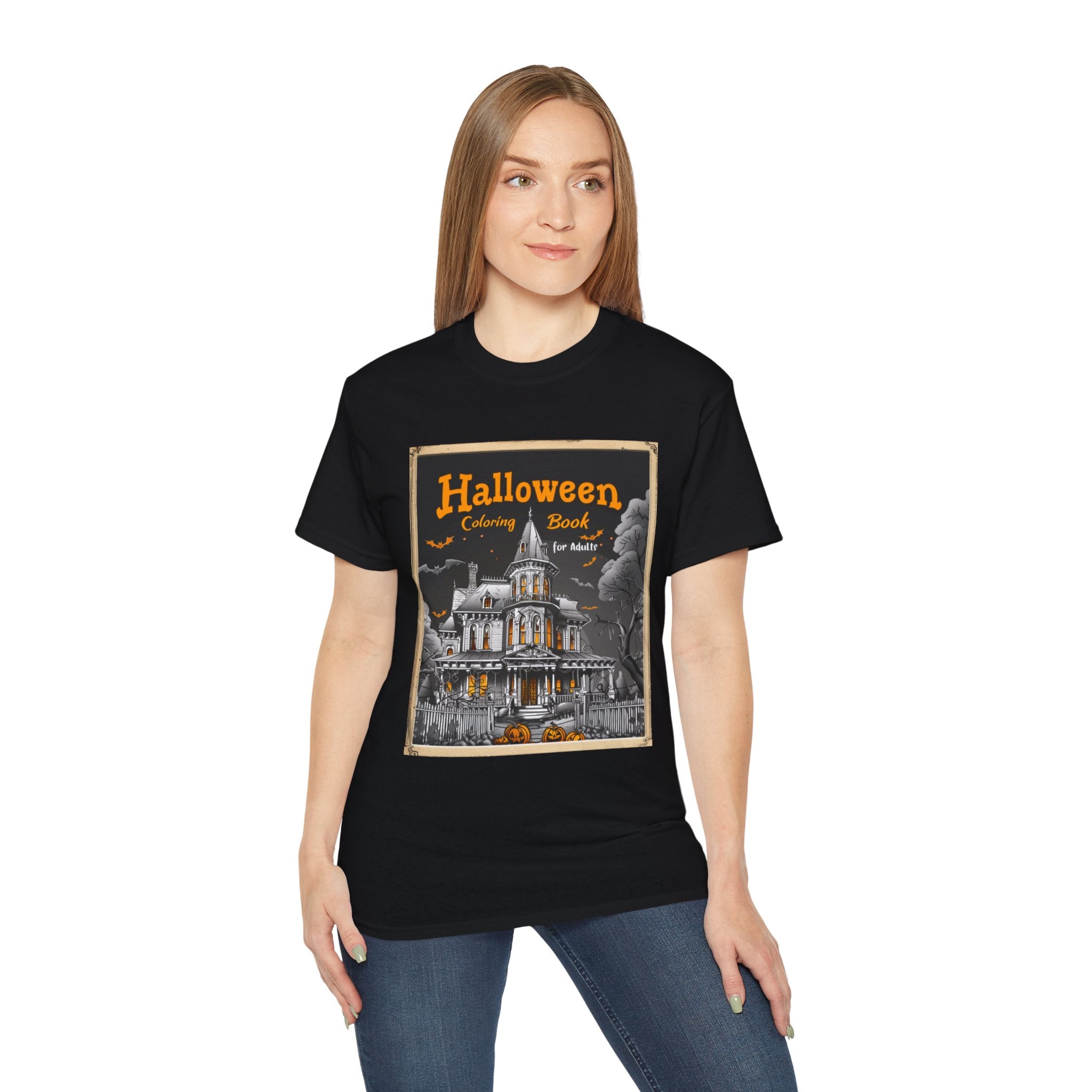 Halloween Coloring Book Graphic T-Shirt – Haunted House Edition