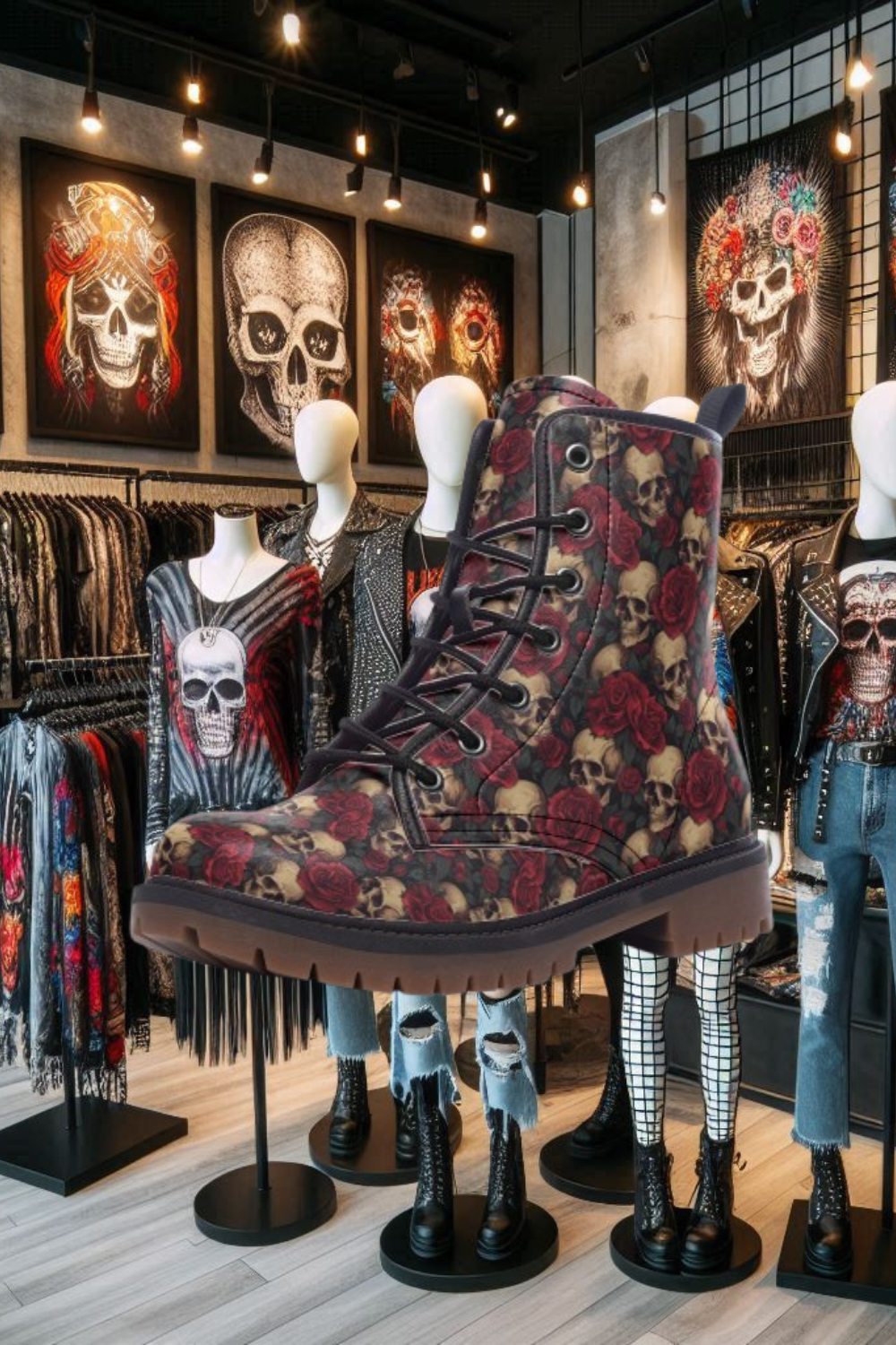 Vegan Combat Boots with Skull Design – Bold, Edgy, and Cruelty-Free - Unikiff