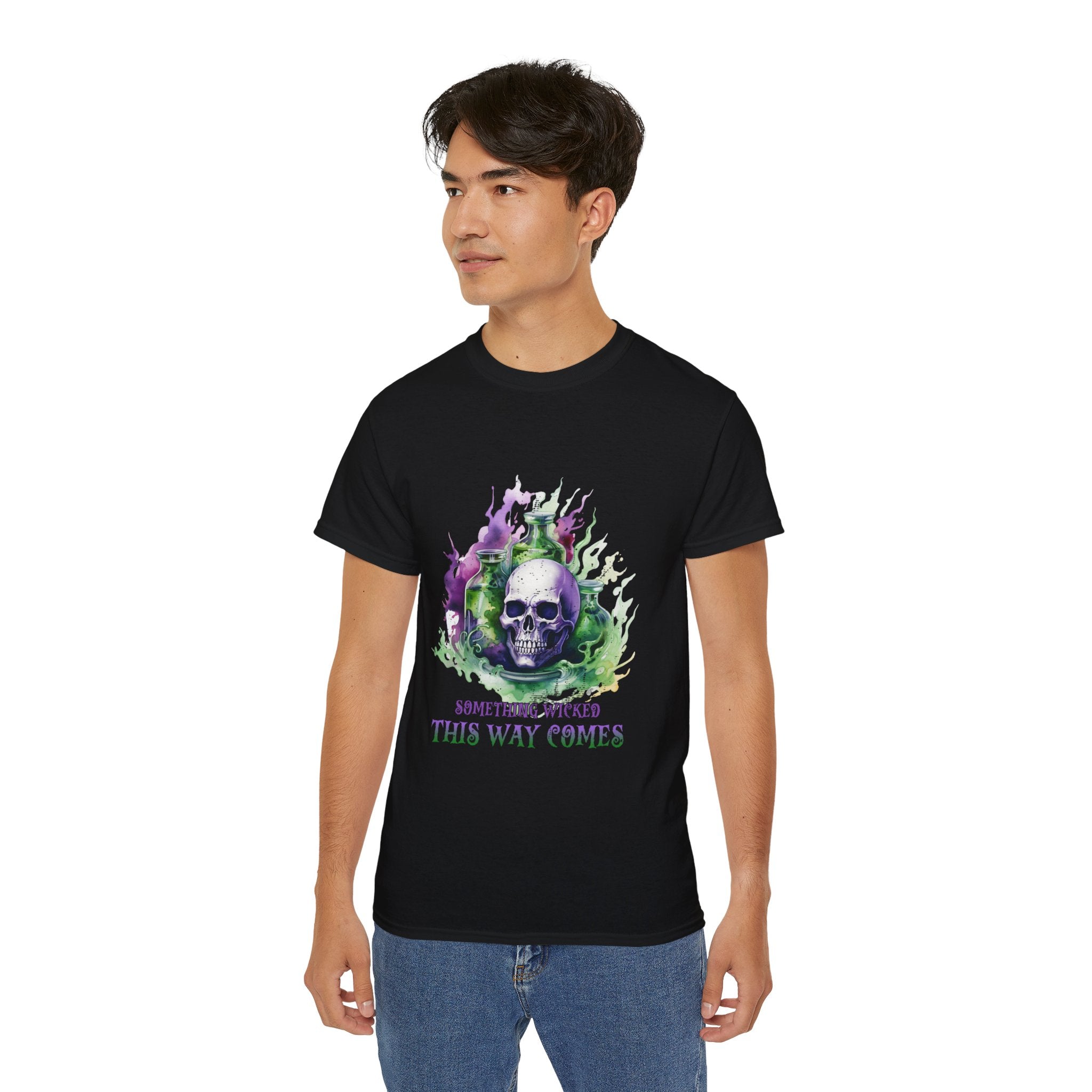 Something Wicked This Way Comes" Skull T-Shirt – Gothic Potion and Skull