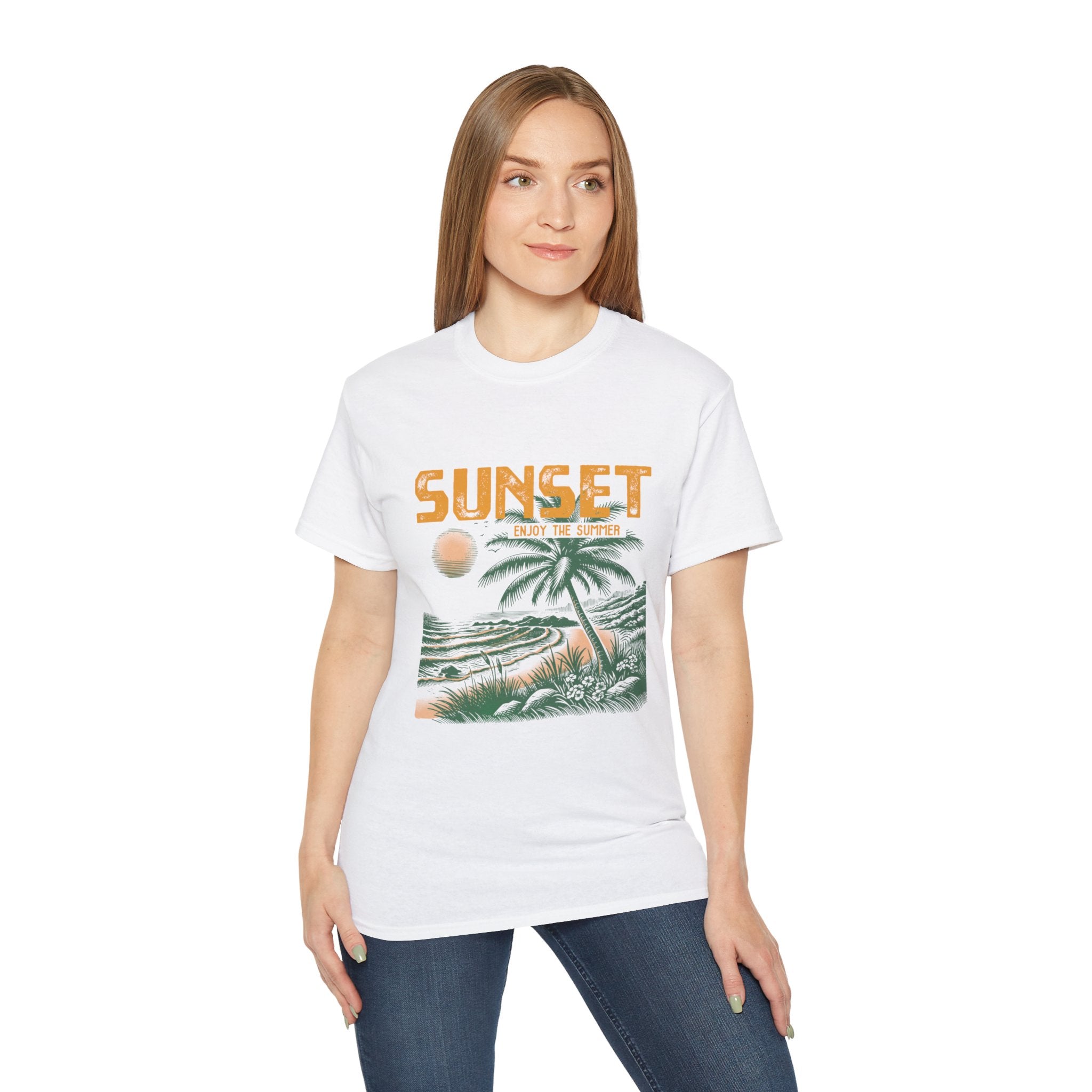 Plage d'été vintage : T-shirt coucher de soleil