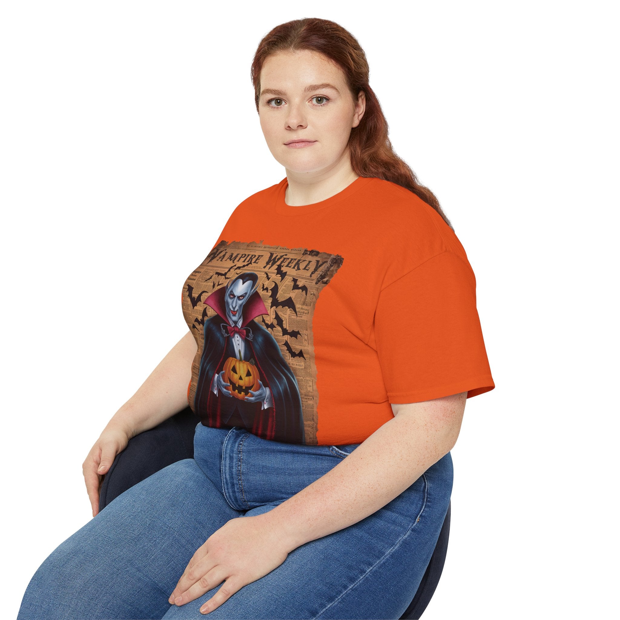 Vampire Weekly T-Shirt – Halloween Dracula with Pumpkin Design