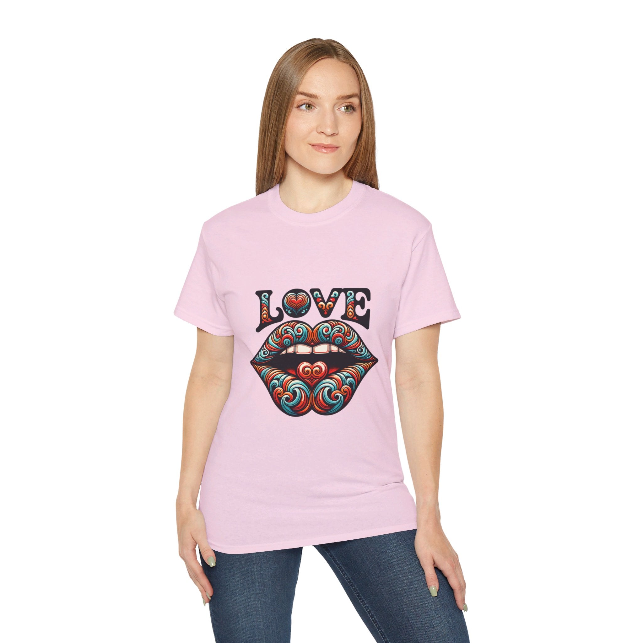 Hippie t-shirt, Love Heart Blue and Red T-shirt