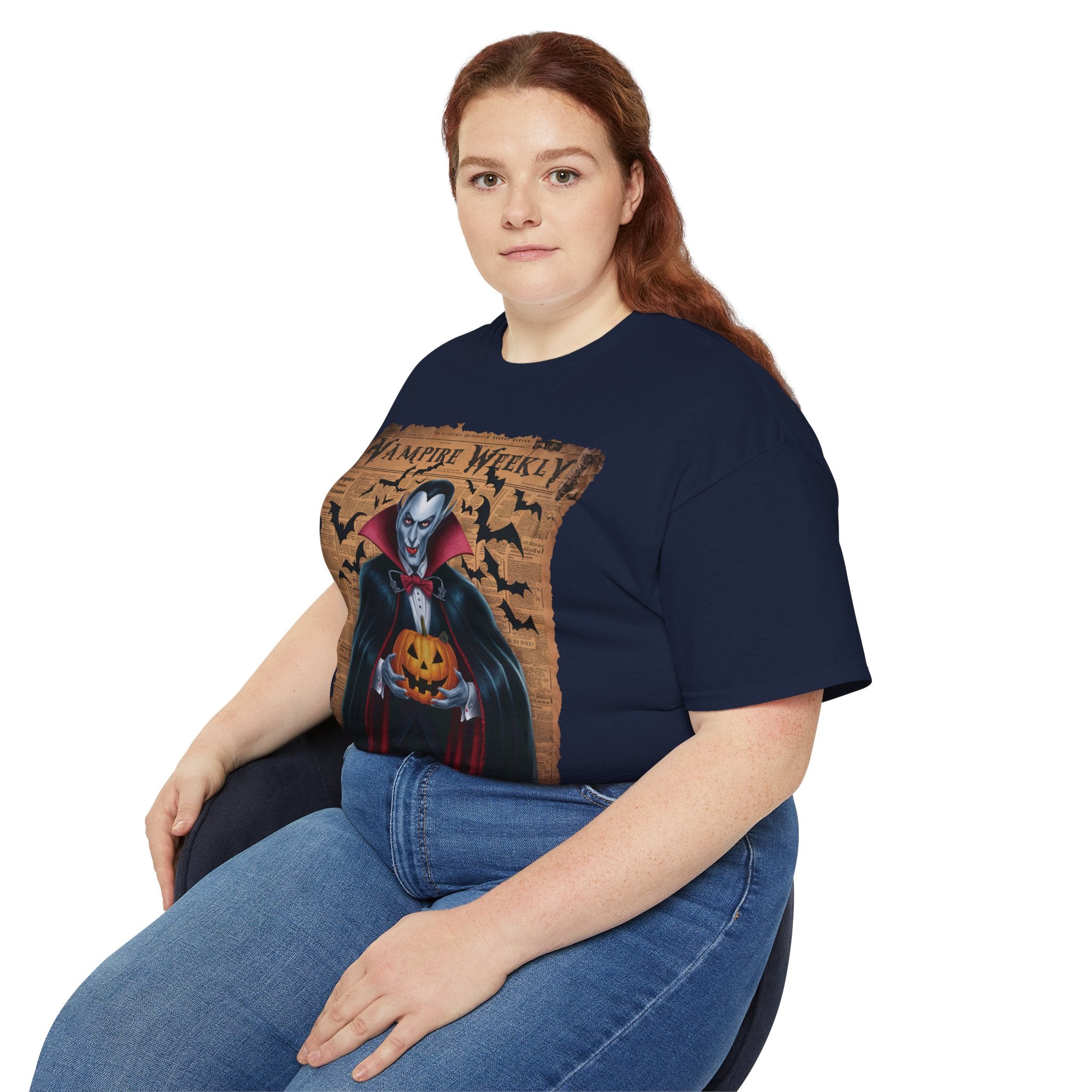 Vampire Weekly T-Shirt – Halloween Dracula with Pumpkin Design