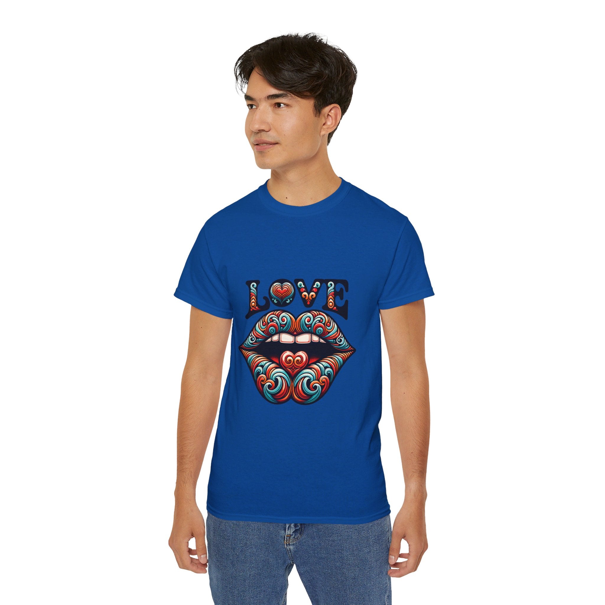 Hippie t-shirt, Love Heart Blue and Red T-shirt