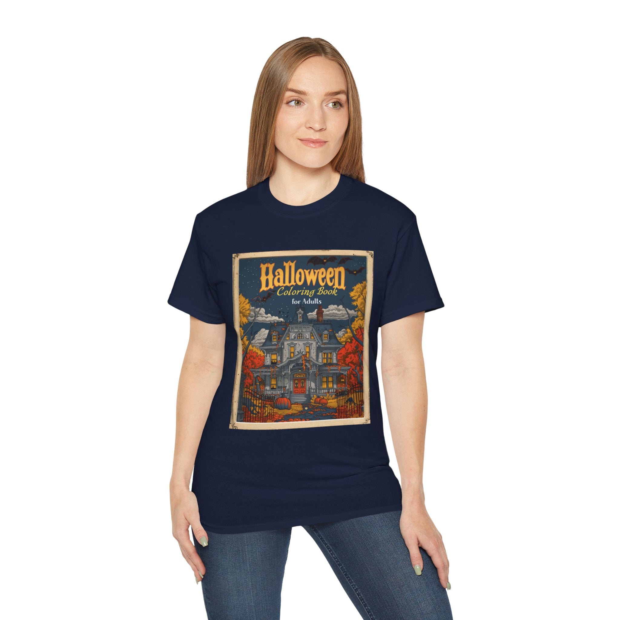 Halloween Coloring Book for Adults T-Shirt – Spooky Haunted House Design