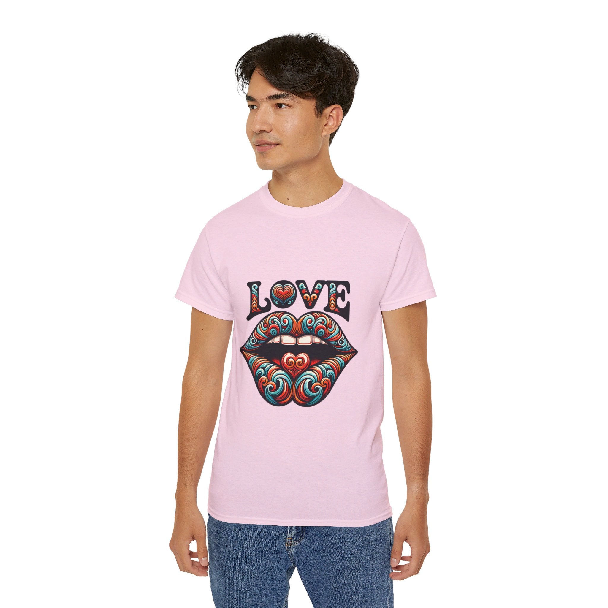 Hippie t-shirt, Love Heart Blue and Red T-shirt