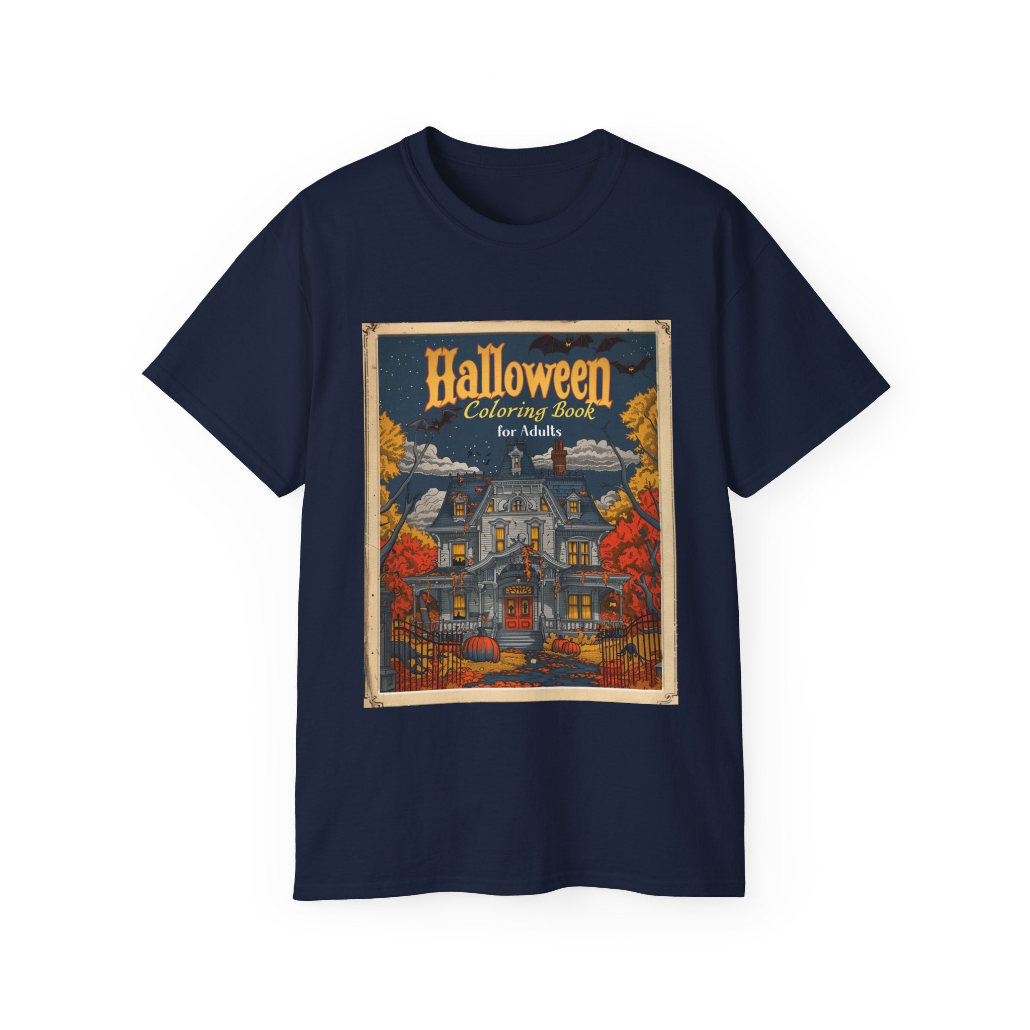 Halloween Coloring Book for Adults T-Shirt – Spooky Haunted House Design