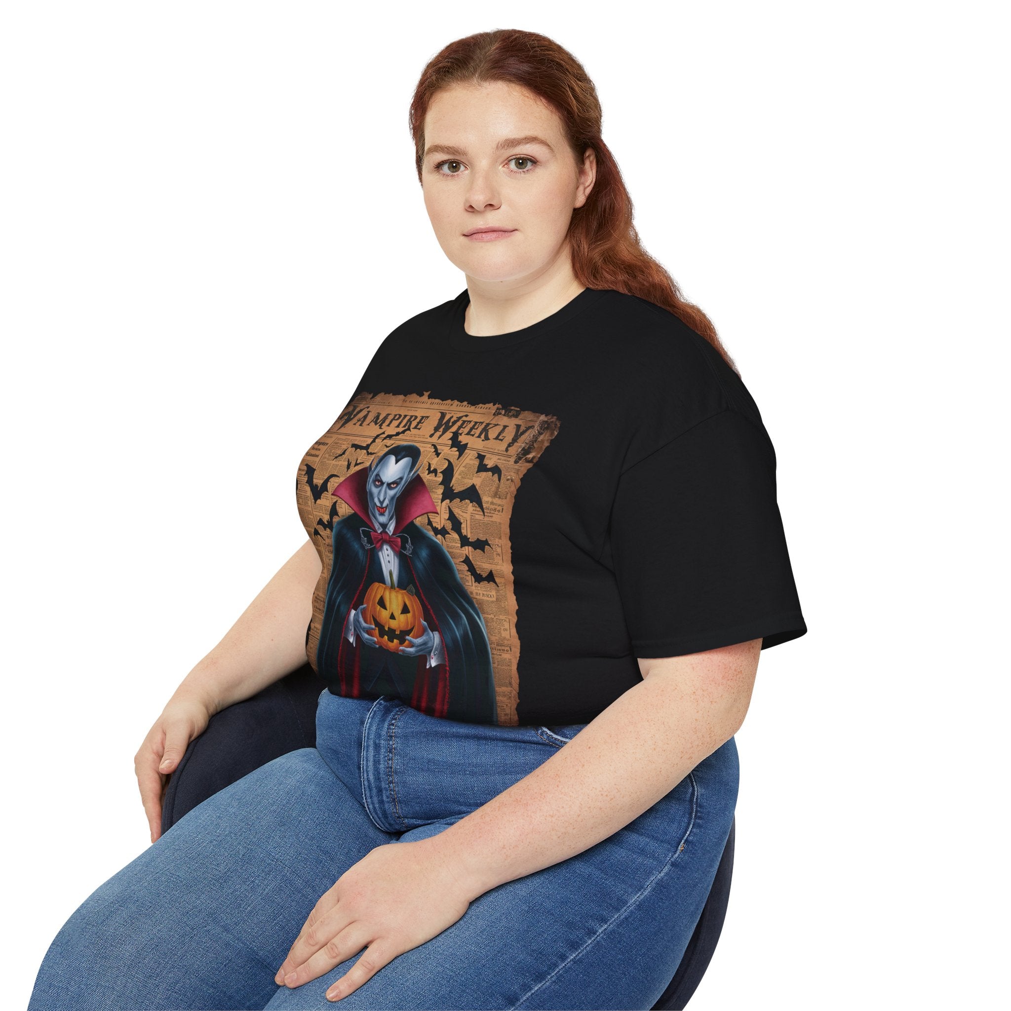 Vampire Weekly T-Shirt – Halloween Dracula with Pumpkin Design