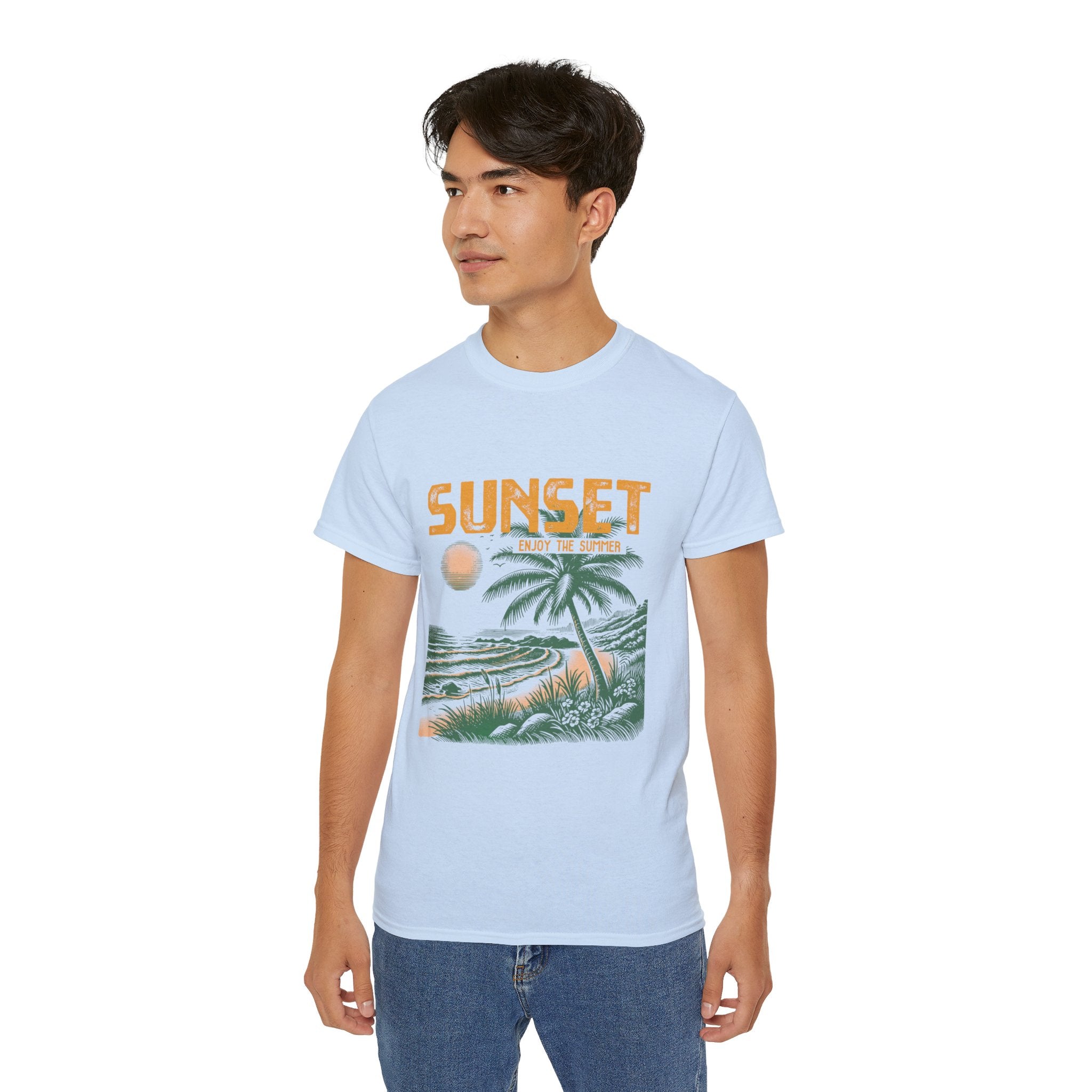 Plage d'été vintage : T-shirt coucher de soleil