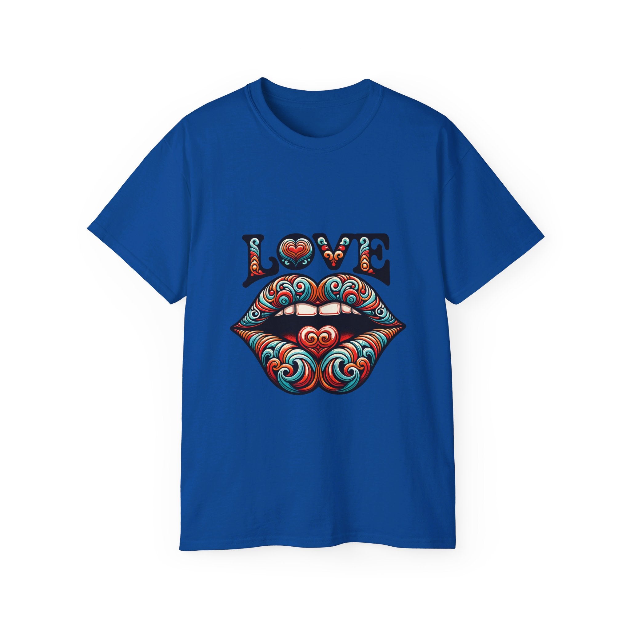 Hippie t-shirt, Love Heart Blue and Red T-shirt