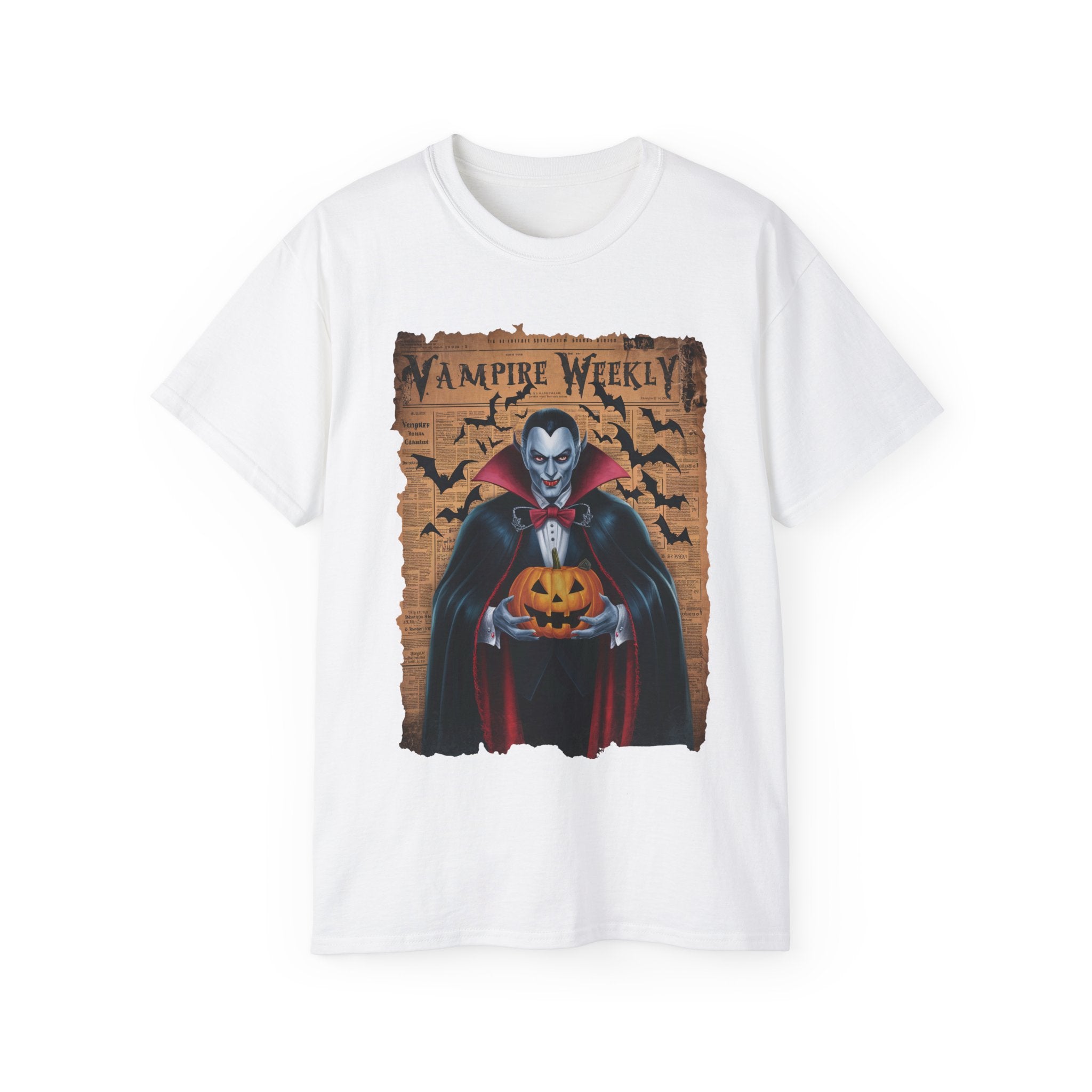 Vampire Weekly T-Shirt – Halloween Dracula with Pumpkin Design