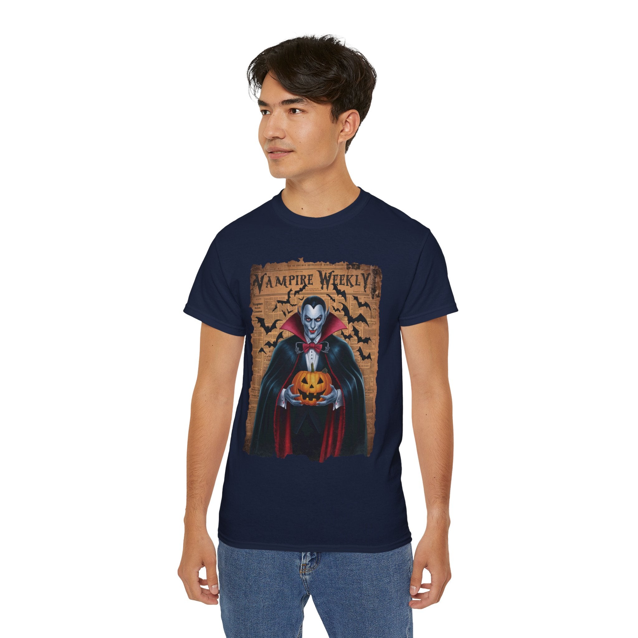 Vampire Weekly T-Shirt – Halloween Dracula with Pumpkin Design